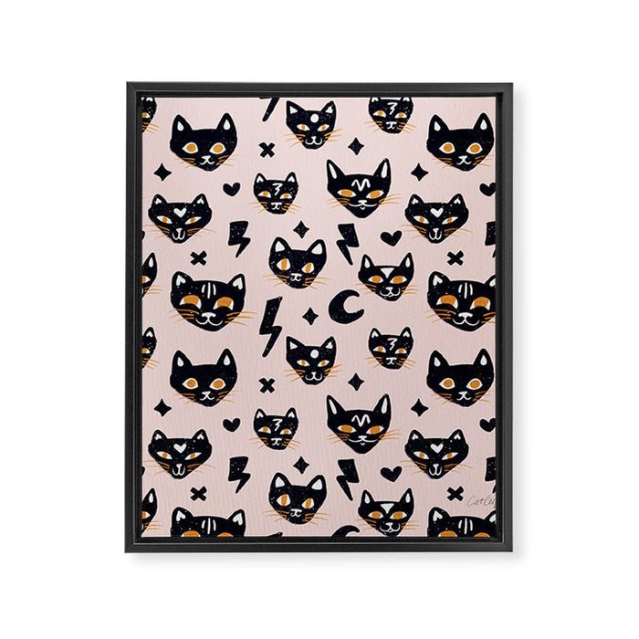 Spooky Kitties â Blush Framed Canvas Print Gallery Image 1
