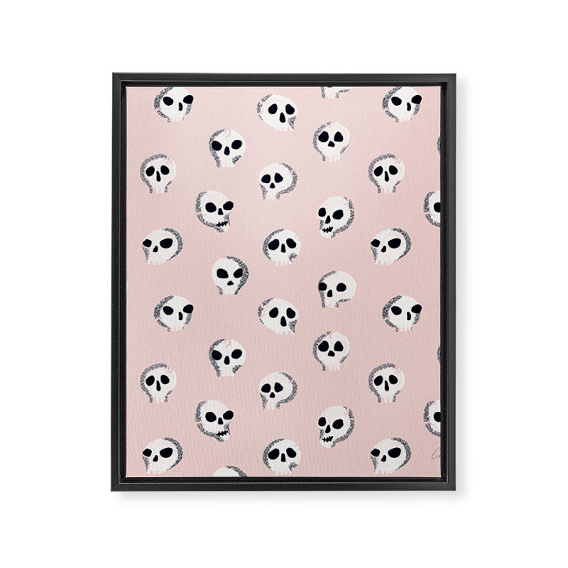 Spooky Skulls - Blush Framed Canvas Print Gallery Image 8