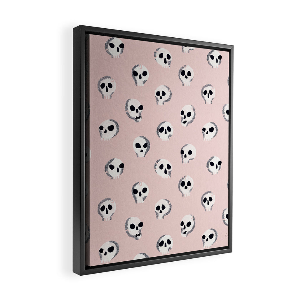 Spooky Skulls - Blush Framed Canvas Print Gallery Image 2