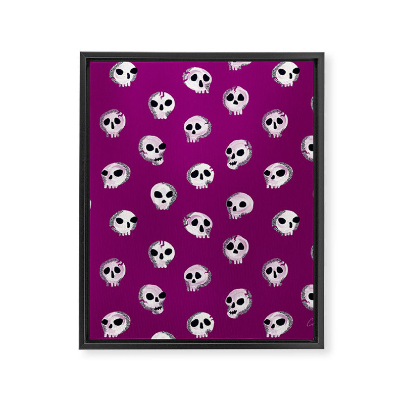 Spooky Skulls - Purple Framed Canvas Print Gallery Image 8