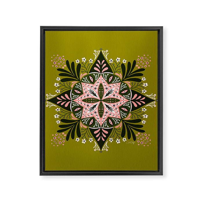 Sprouting Mandala - Sage & Pink Framed Canvas Print Gallery Image 1