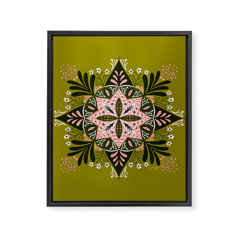 Sprouting Mandala - Sage & Pink Framed Canvas Print Gallery Image 8