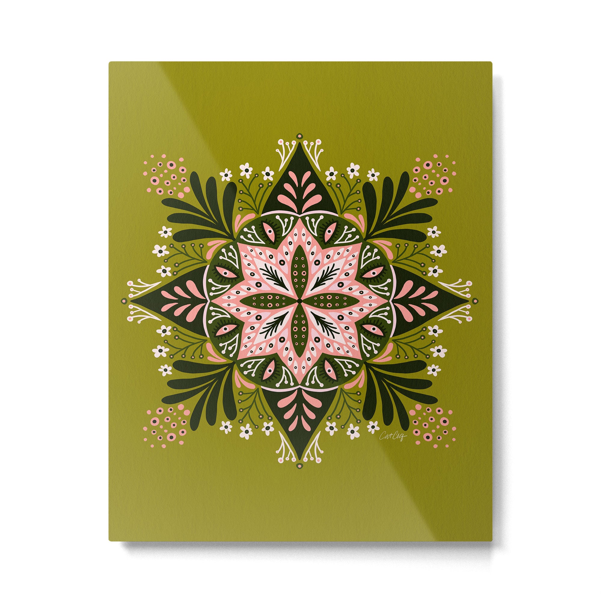 Sprouting Mandala - Sage & Pink Metal Print Gallery Image 6