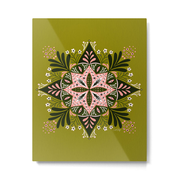 Sprouting Mandala - Sage & Pink Metal Print Gallery Image 1