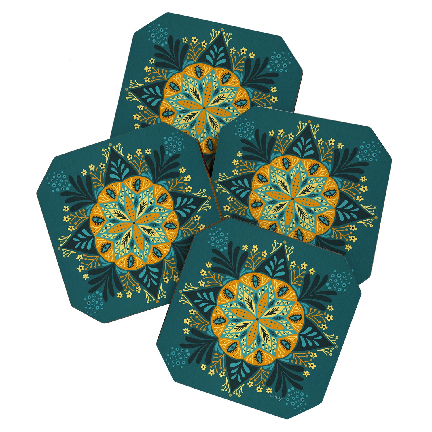 Sprouting Mandala â Teal Coaster Gallery Image 1