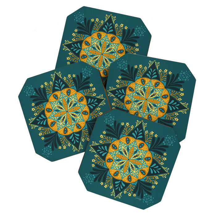 Sprouting Mandala â Teal Coaster Gallery Image 1