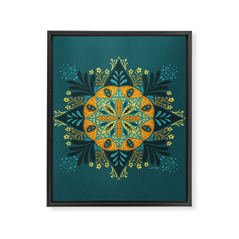 Sprouting Mandala â Teal Framed Canvas Print Gallery Image 8