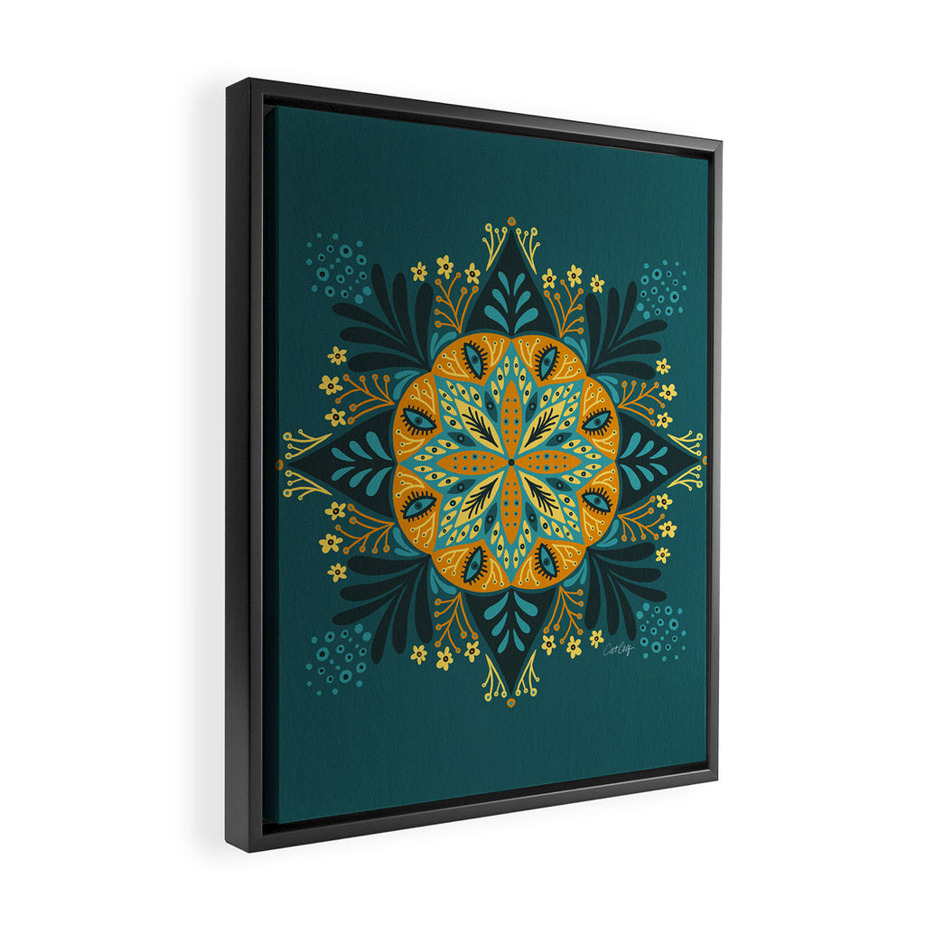 Sprouting Mandala â Teal Framed Canvas Print Gallery Image 2