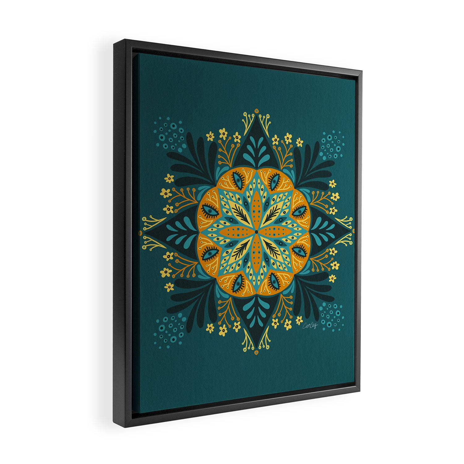 Sprouting Mandala â Teal Framed Canvas Print Gallery Image 2