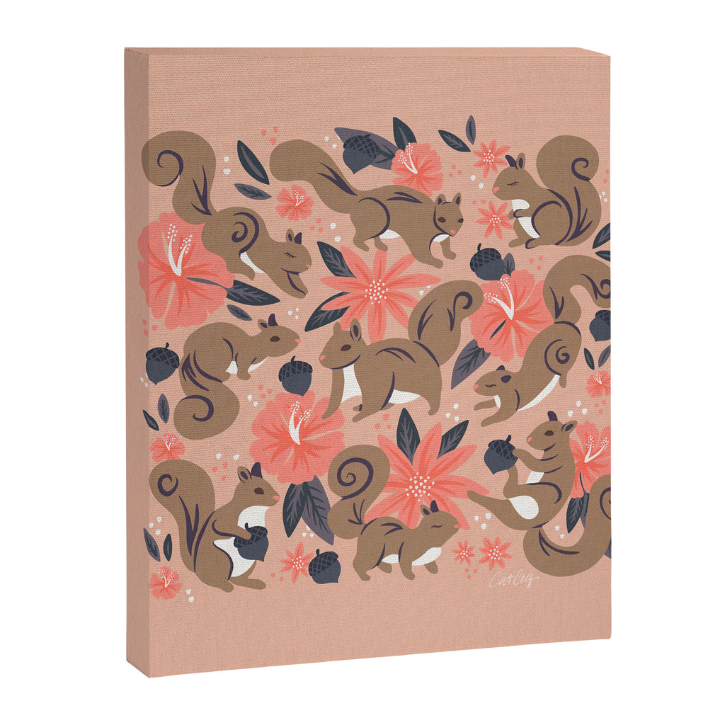 Squirrels & Blooms â Peach & Tan Canvas Print Gallery Image 8