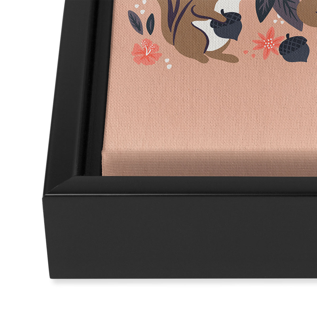 Squirrels & Blooms â Peach & Tan Framed Canvas Print Gallery Image 3