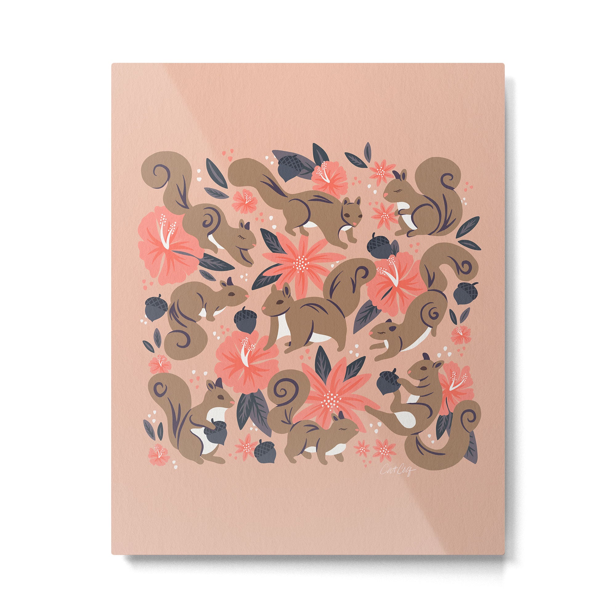 Squirrels & Blooms â Peach & Tan Metal Print Gallery Image 6