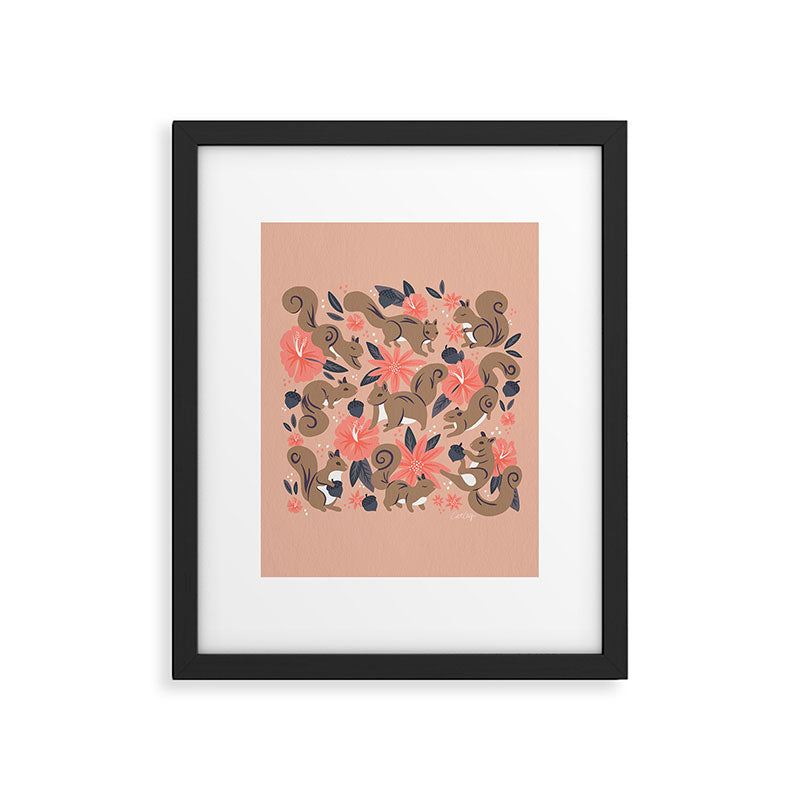 Squirrels & Blooms â Peach & Tan Framed Art Print Gallery Image 6