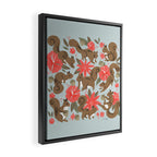 Squirrels & Blooms - Russet & Coral Framed Canvas Print Gallery Image 2