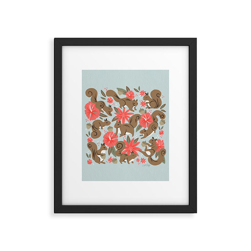 Squirrels & Blooms - Russet & Coral Framed Art Print Gallery Image 6