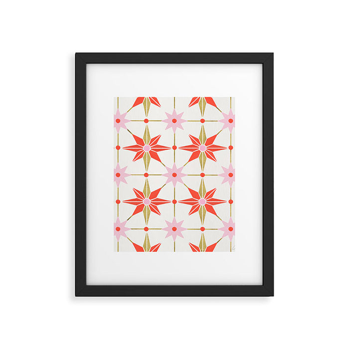 Starburst Mosaic - Coral & Gold Palette Framed Art Print Gallery Image 1