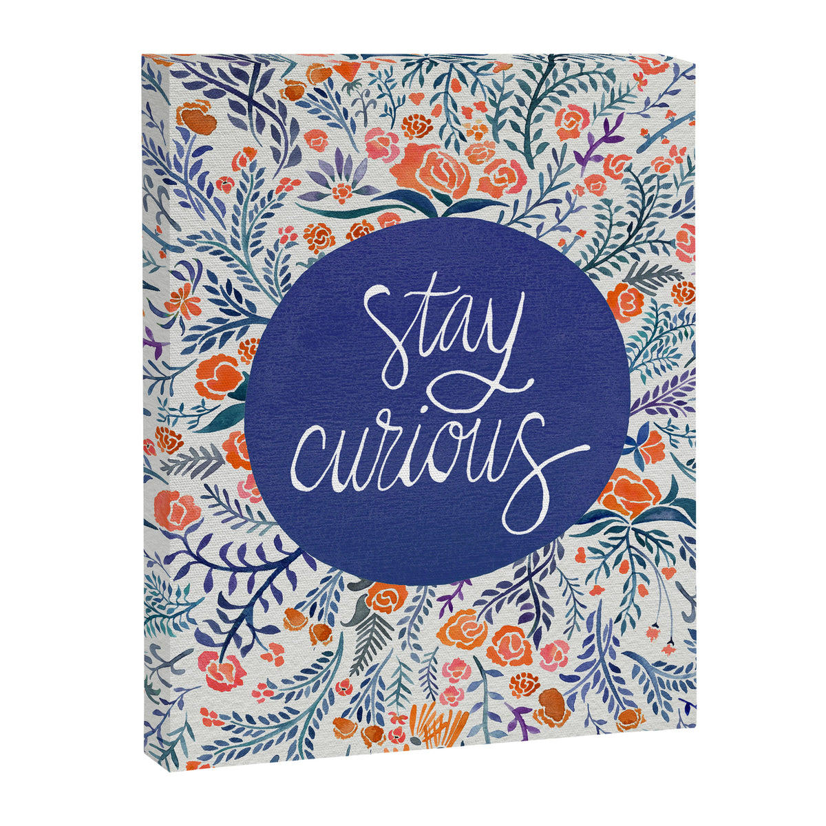 Stay Curious - Navy & Coral Canvas Print Gallery Image 6