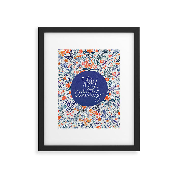 Stay Curious - Navy & Coral Framed Art Print Gallery Image 1