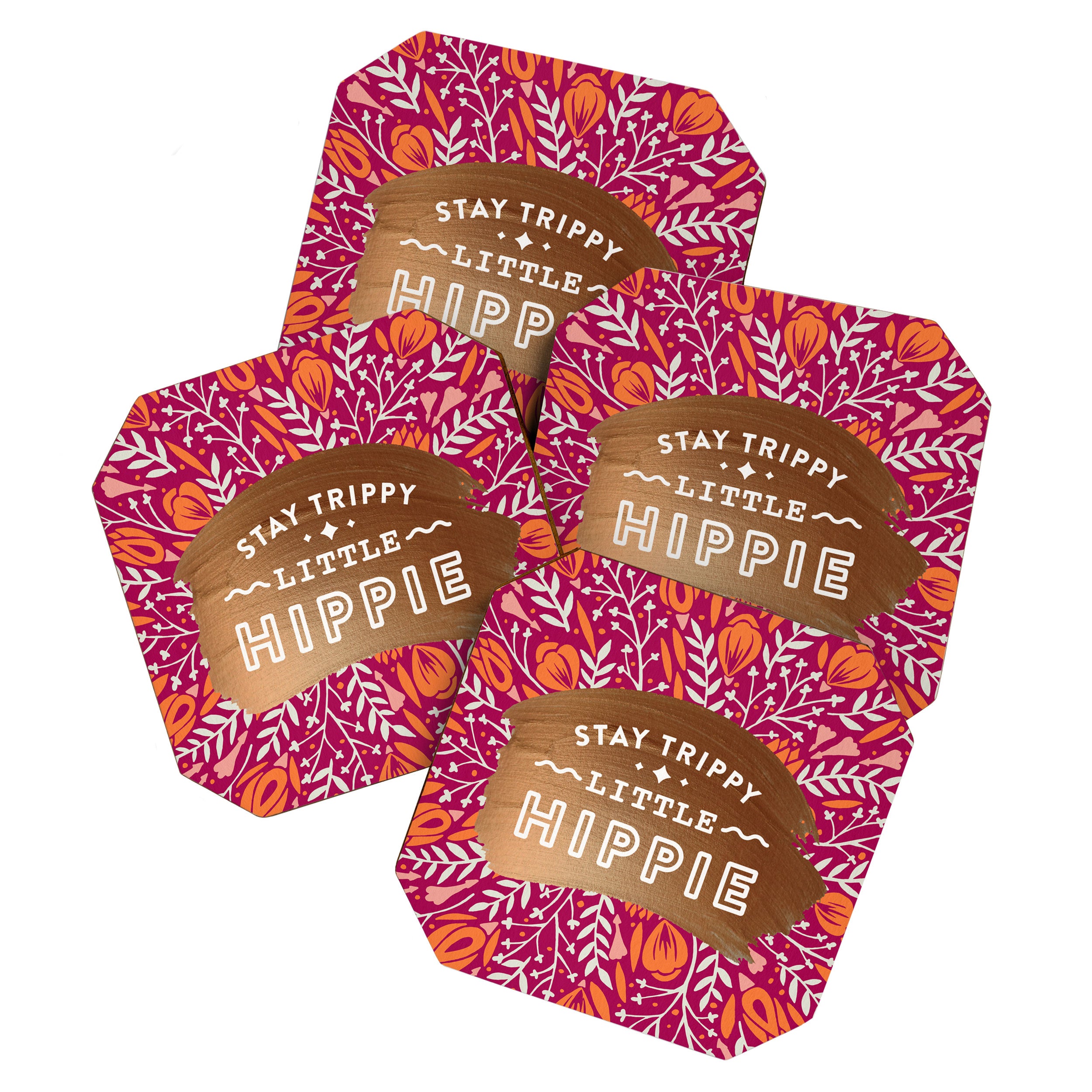 Stay Trippy Little Hippie - Fuchsia Palette Coaster Gallery Image 1