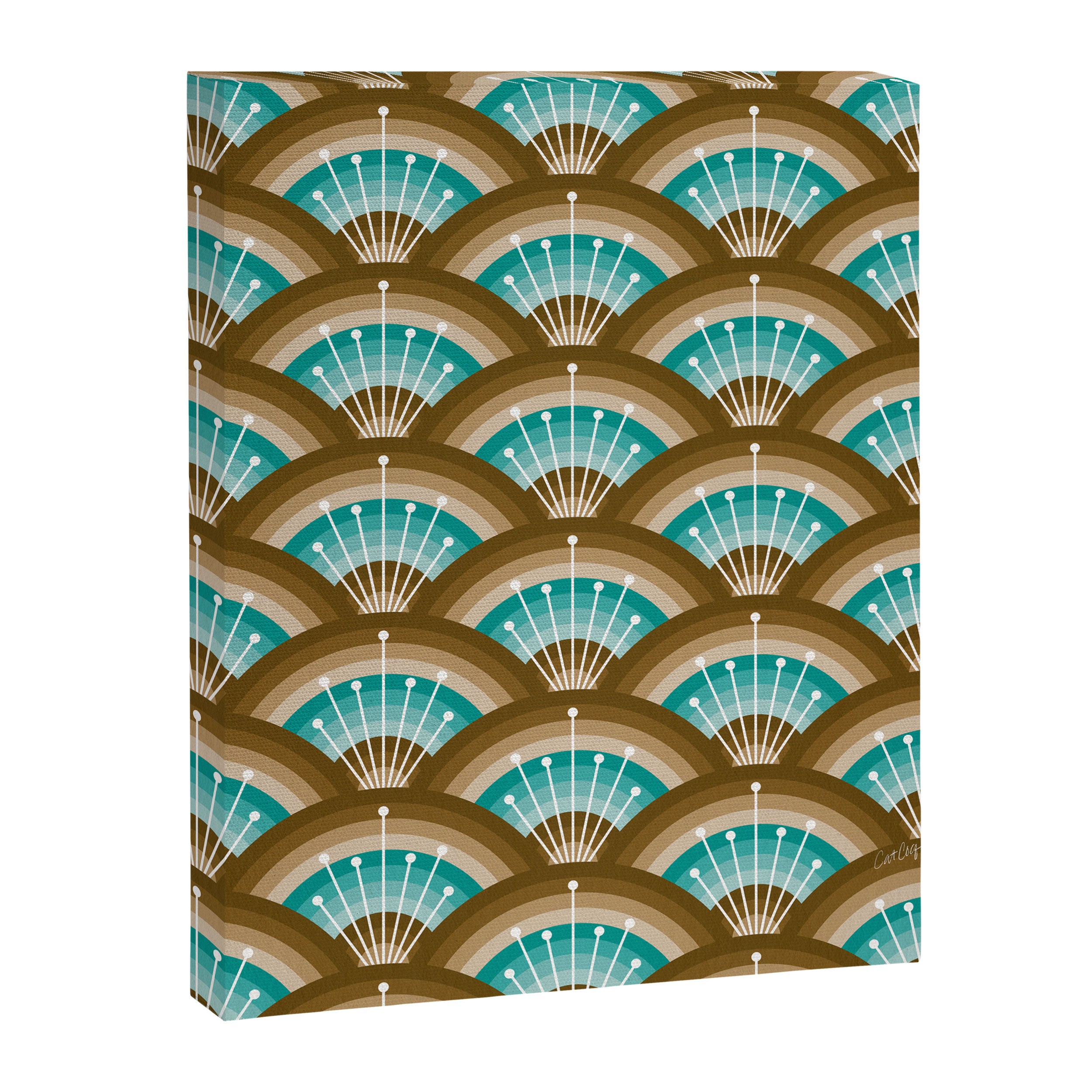 Stellar Seigaiha Wave - Chocolate & Turquoise Canvas Print Gallery Image 8