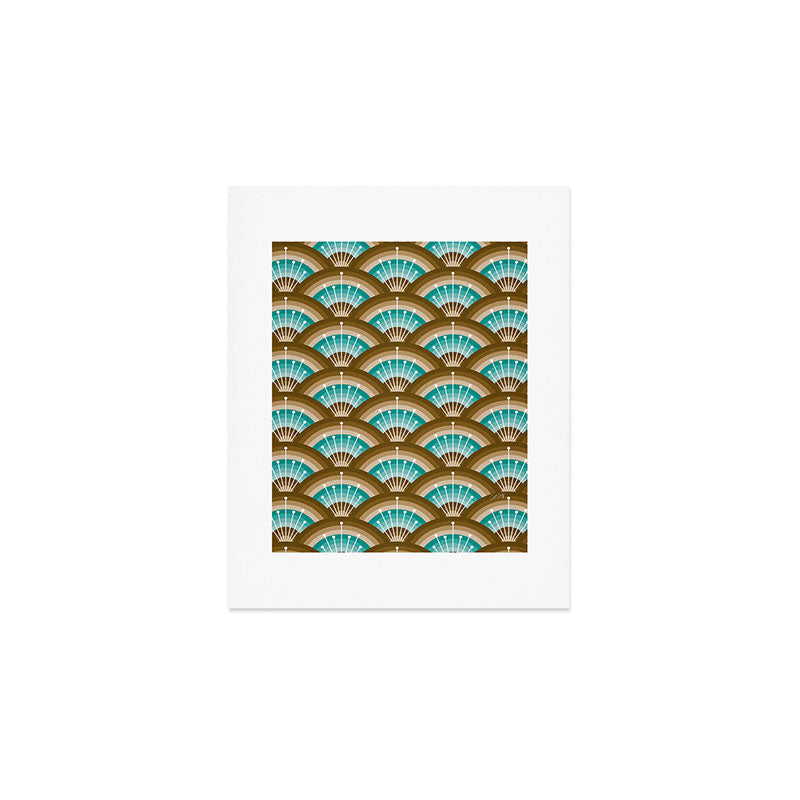 Stellar Seigaiha Wave - Chocolate & Turquoise Art Print Gallery Image 1