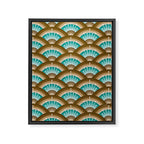 Stellar Seigaiha Wave - Chocolate & Turquoise Framed Canvas Print Gallery Image 8