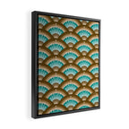 Stellar Seigaiha Wave - Chocolate & Turquoise Framed Canvas Print Gallery Image 2
