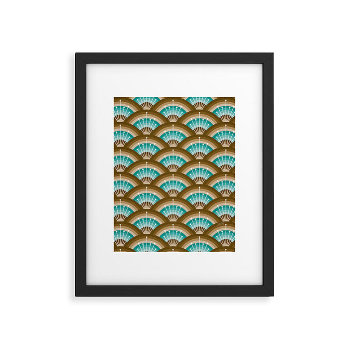 Stellar Seigaiha Wave - Chocolate & Turquoise Framed Art Print Gallery Image 1