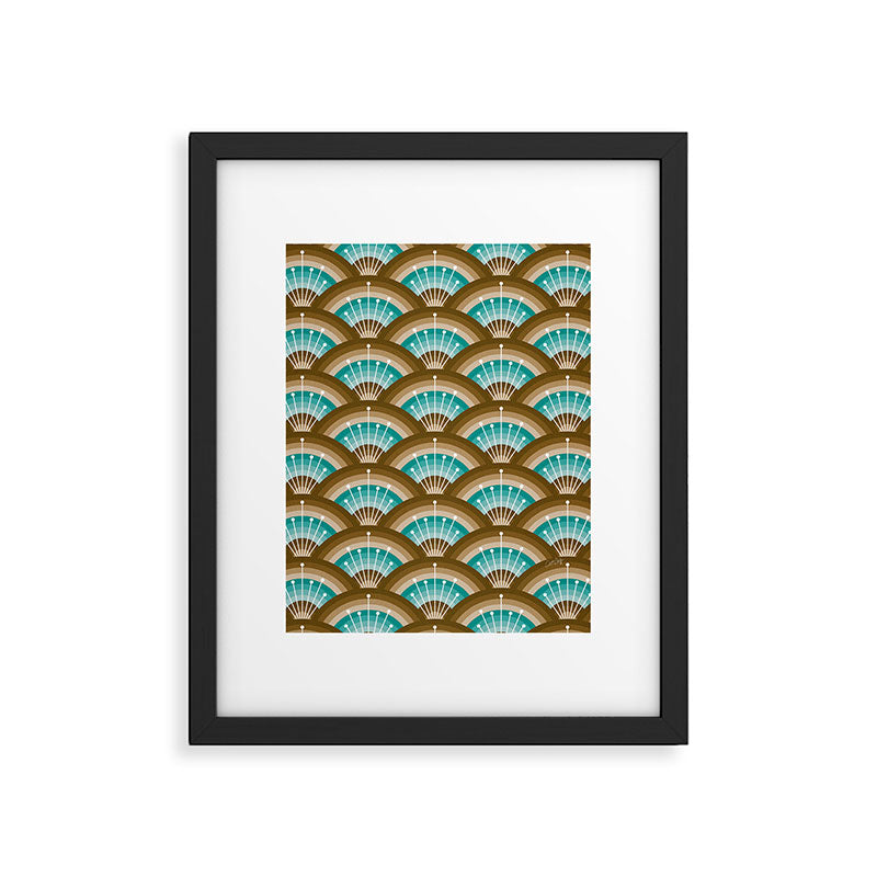 Stellar Seigaiha Wave - Chocolate & Turquoise Framed Art Print Gallery Image 6