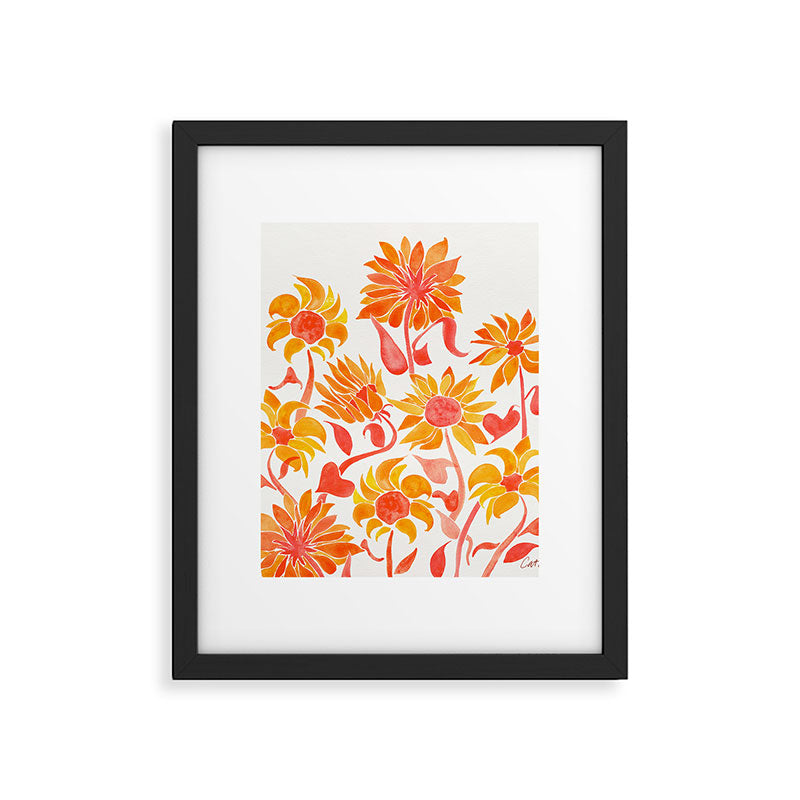 Sunflower Watercolor - Fiery Palette Framed Art Print Gallery Image 6