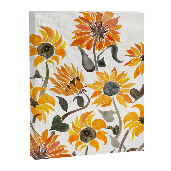 Sunflower Watercolor - Yellow & Black Palette Canvas Print Gallery Image 1