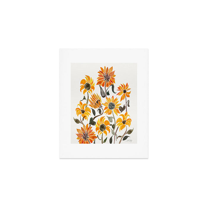 Sunflower Watercolor - Yellow & Black Palette Art Print Gallery Image 1