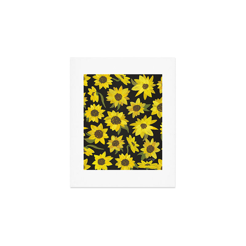 Sunflowers Acrylic on Charcoal Art Print Gallery Image 1