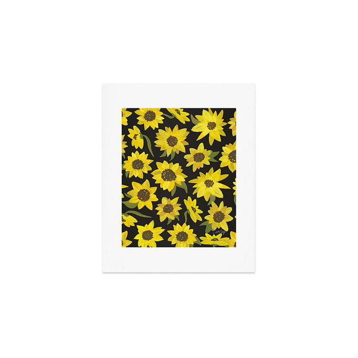 Sunflowers Acrylic on Charcoal Art Print Gallery Image 1