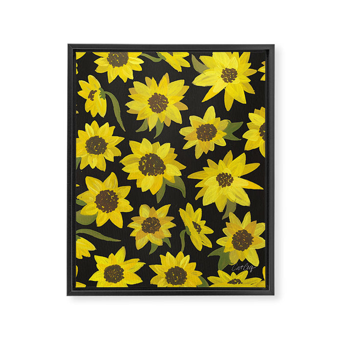 Sunflowers Acrylic on Charcoal Framed Canvas Print Gallery Image 1