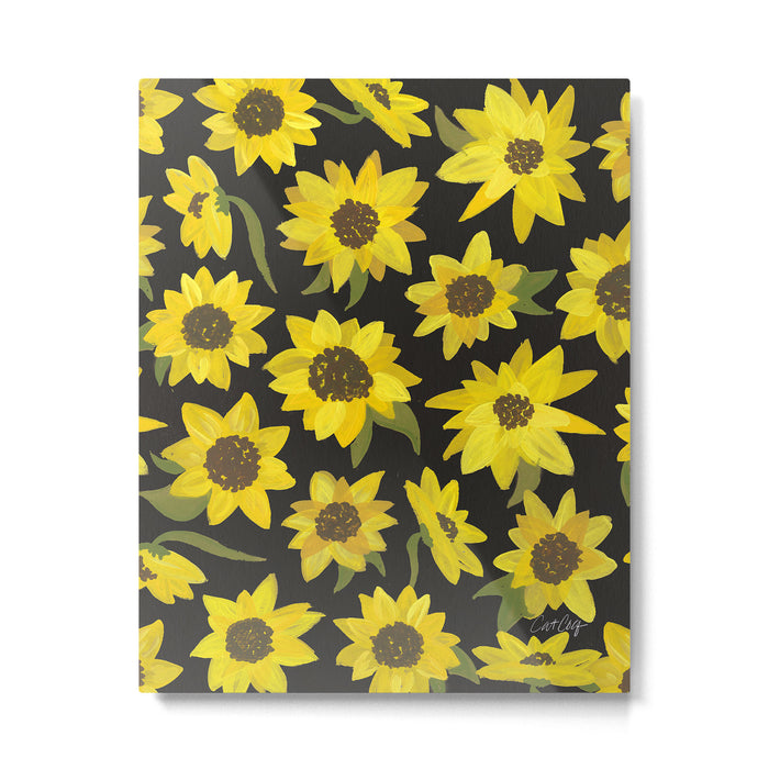 Sunflowers Acrylic on Charcoal Metal Print Gallery Image 1