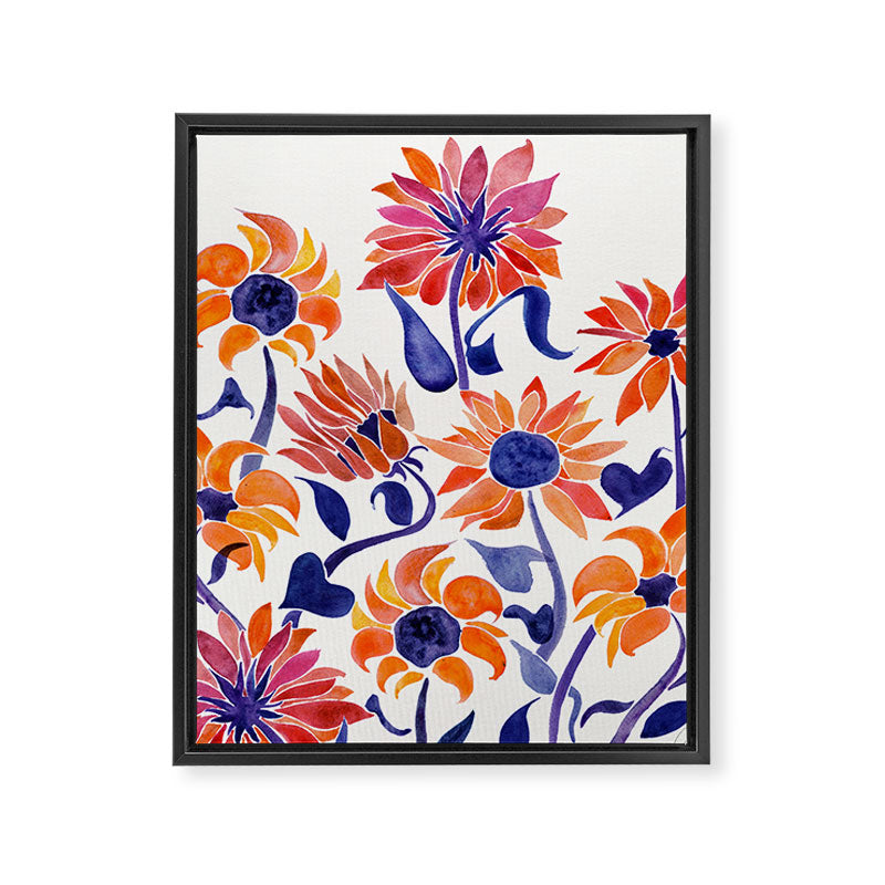 Sunflowers - Sunset Palette Framed Canvas Print Gallery Image 8