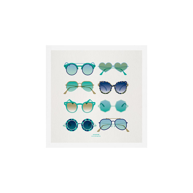 Sunglasses Collection - Turquoise & Navy Palette Art Print Gallery Image 1