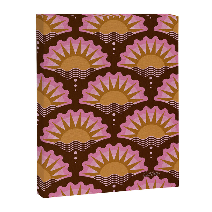 Sunset Seigaiha - Pink & Burgundy Canvas Print Gallery Image 1