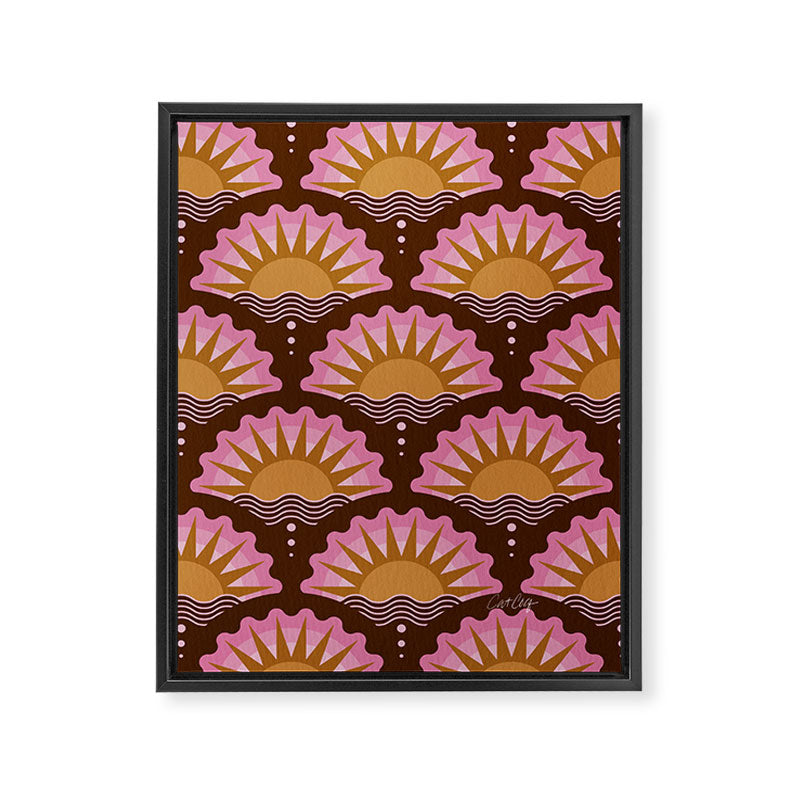 Sunset Seigaiha - Pink & Burgundy Framed Canvas Print Gallery Image 8