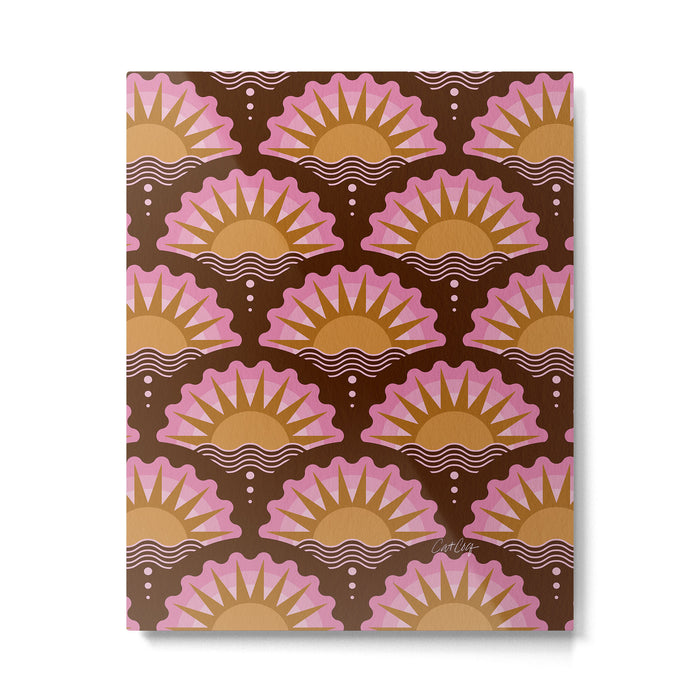 Sunset Seigaiha - Pink & Burgundy Metal Print Gallery Image 1