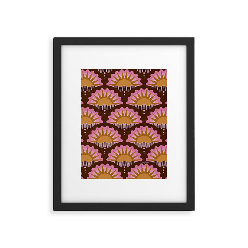 Sunset Seigaiha - Pink & Burgundy Framed Art Print Gallery Image 6