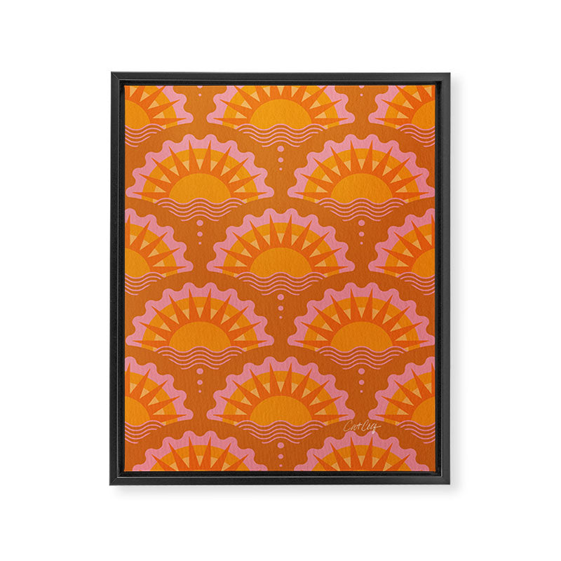 Sunset Seigaiha - Retro Sunshine Framed Canvas Print Gallery Image 8