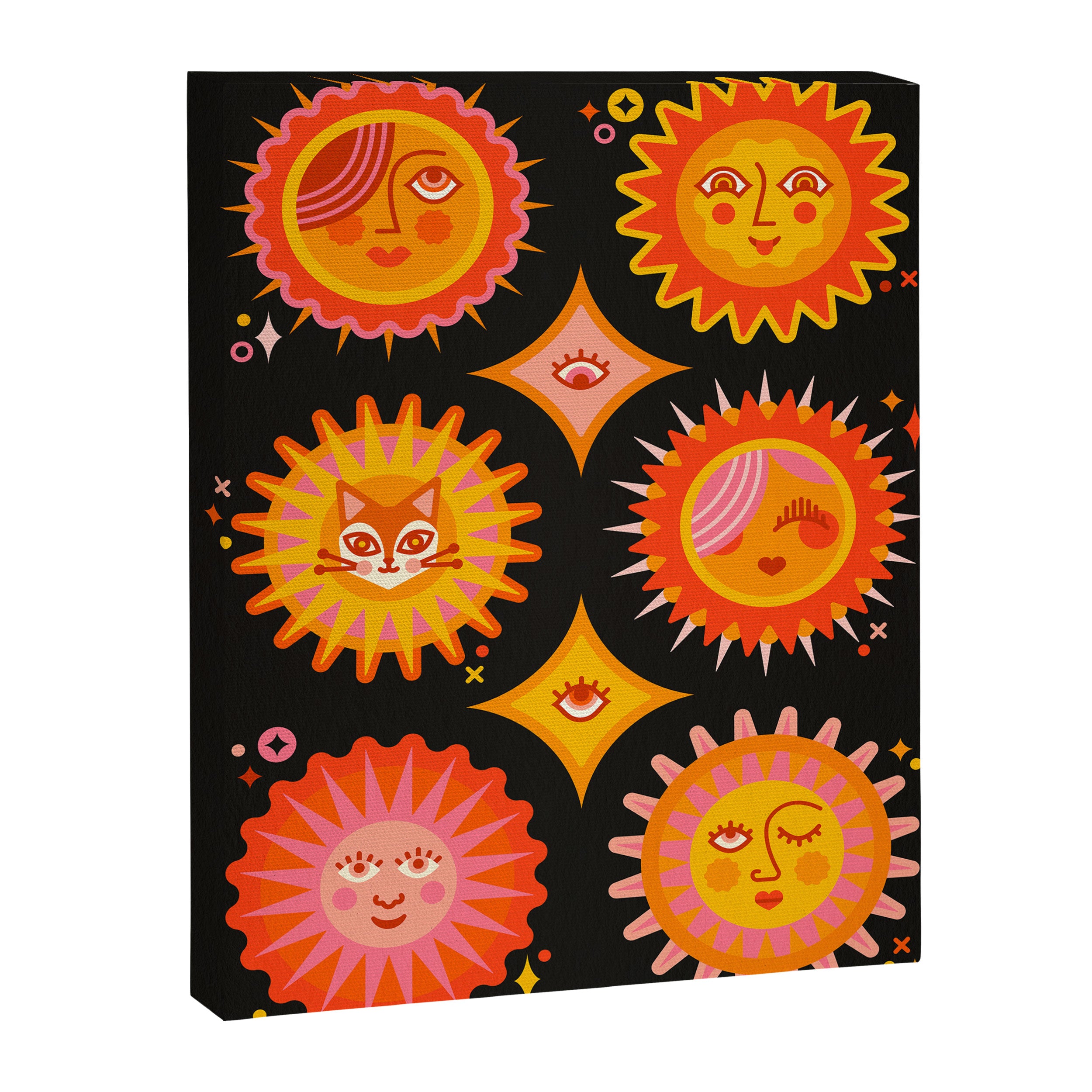 Sunshine Faces - Charcoal Canvas Print Gallery Image 6