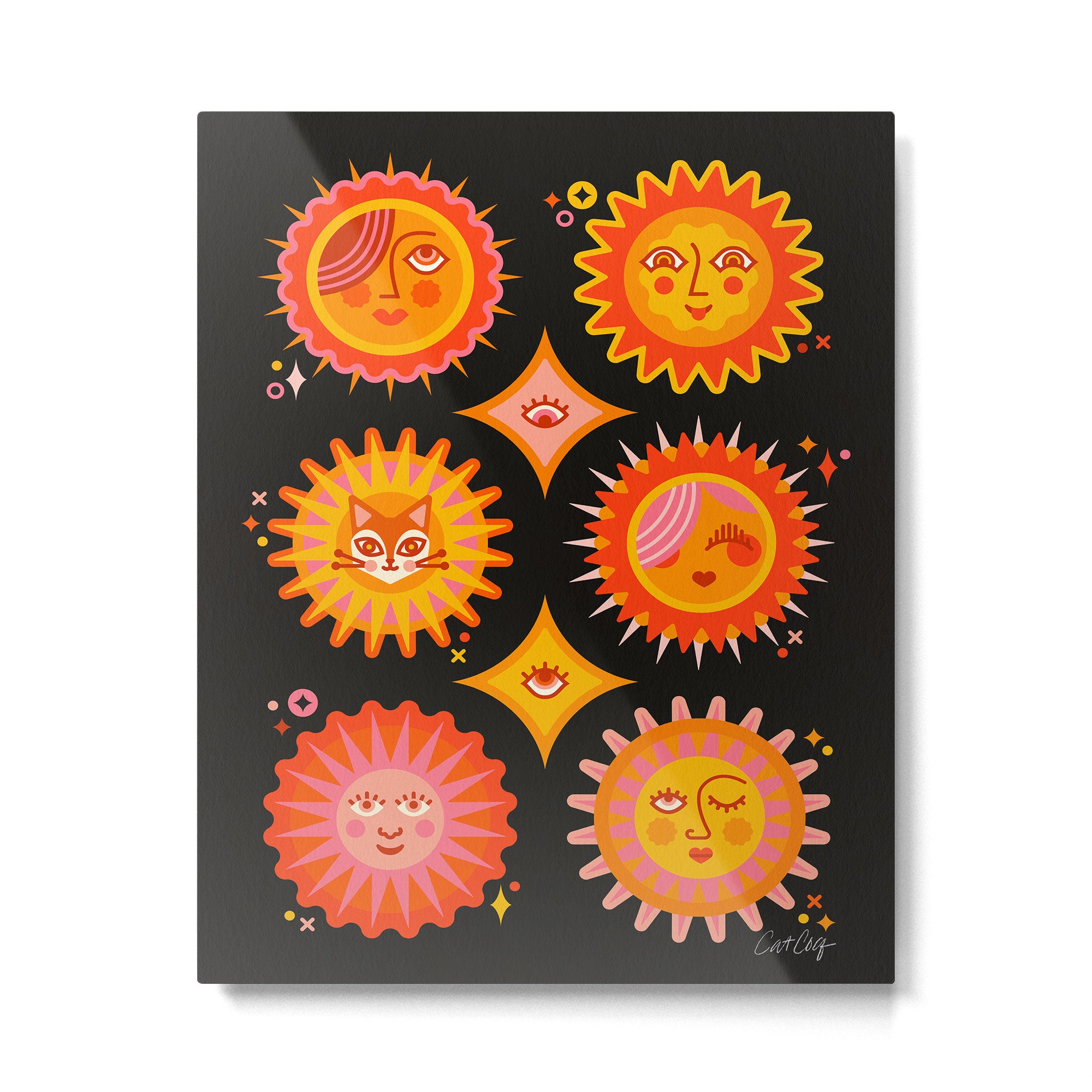 Sunshine Faces - Charcoal Metal Print Gallery Image 4