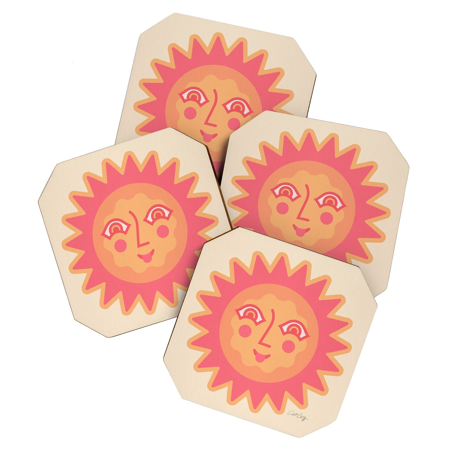 Sunshine Faces - Pink OmbrÃ© Coaster Gallery Image 1