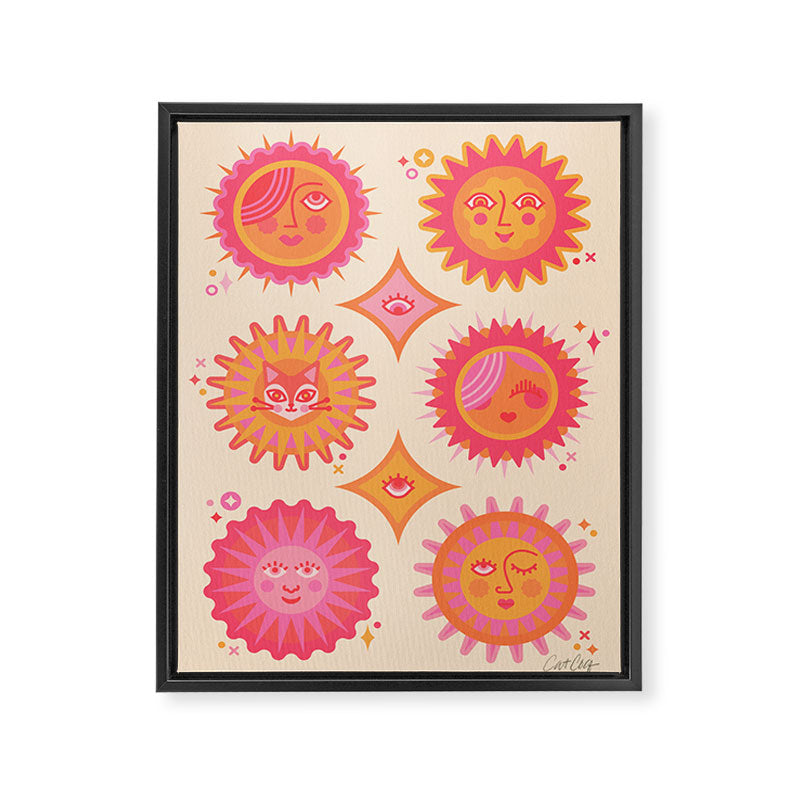 Sunshine Faces - Pink OmbrÃ© Framed Canvas Print Gallery Image 8