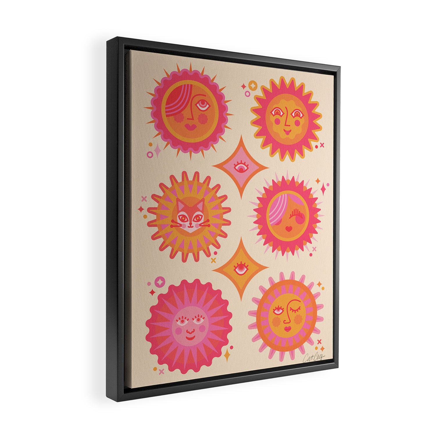 Sunshine Faces - Pink OmbrÃ© Framed Canvas Print Gallery Image 2