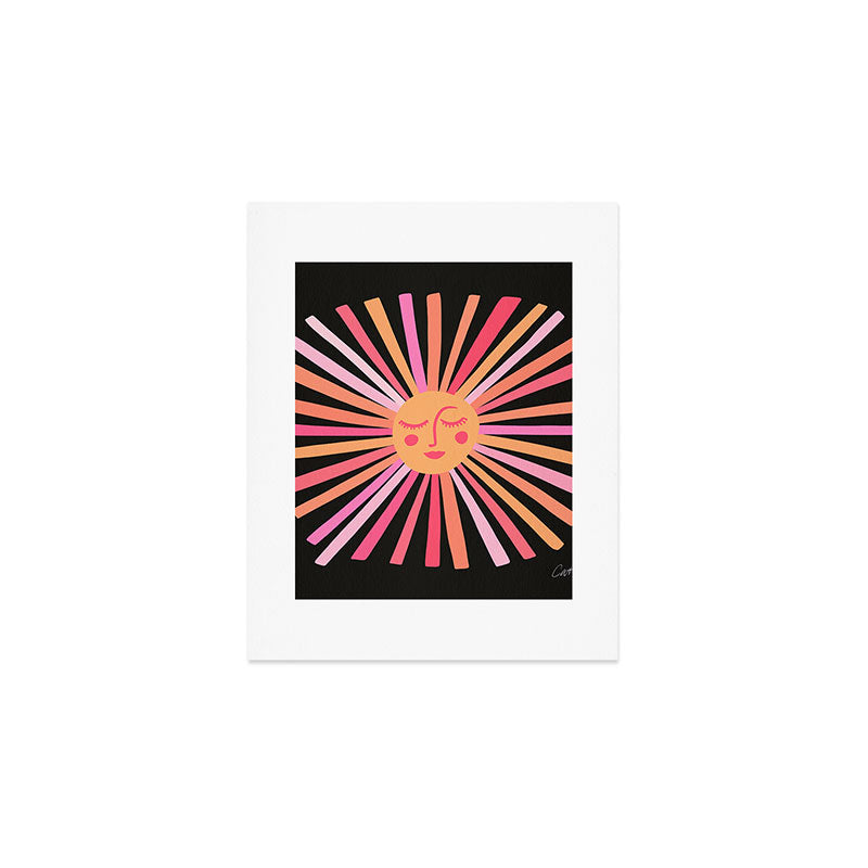 Sunshine - Pink on Charcoal Art Print Gallery Image 1