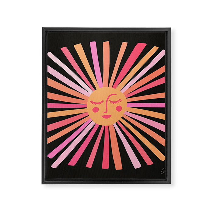 Sunshine - Pink on Charcoal Framed Canvas Print Gallery Image 1